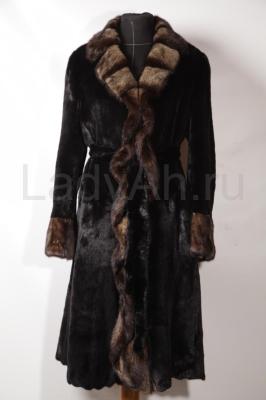Экстравагантное и стильное норковое пальто, полустрижка, цвет черный бриллиант.
