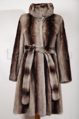 Оригинальное норковое пальто с поясом, переход цвета.