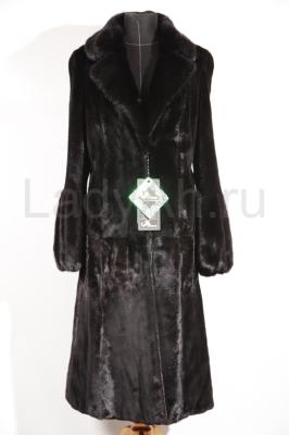 Экстравагантное новое норковое пальто, полустрижка, цвет черный бриллиант.