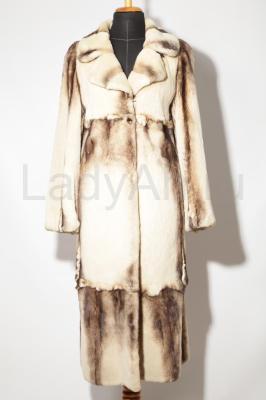Стильное норковое пальто, полустрижка, со съемным воротником из лисы.