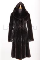 Новая норковая шуба с капюшоном, блекглама, фасон платье, с уникальной выкладкой меха, капюшон а-ля Констанция