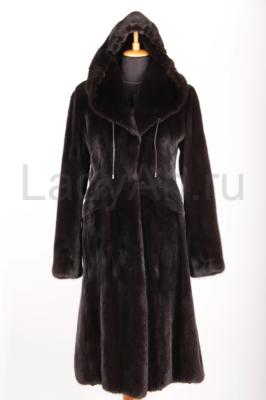 Новая норковая шуба с капюшоном, блекглама, фасон платье, с уникальной выкладкой меха, капюшон а-ля Констанция