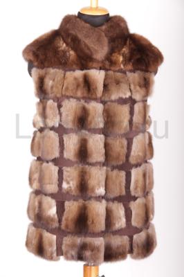 Элегантная жилетка из соболя, комбинированная замшей