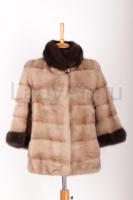 Короткий норковый полушубок, автоледи, с отделкой на рукавах и воротнике из песца