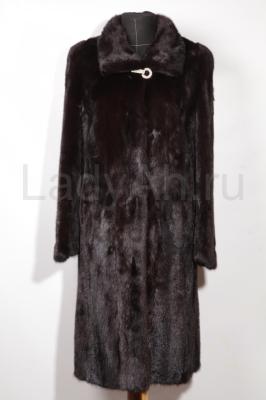Норковое пальто, цвет черно-коричневый. 