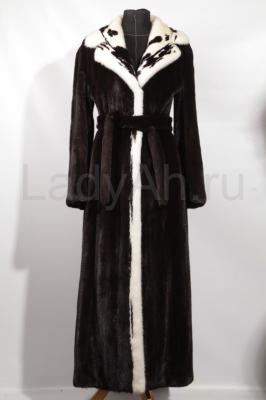 Эксклюзивное длинное пальто из норки с отделкой норкой-ягуар. Blackglama.