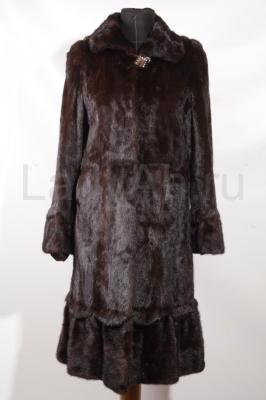 Оригинальная норковая шуба, цвет махагон.