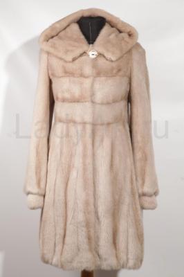 Новая норковая шуба с капюшоном, цвет пастель.
