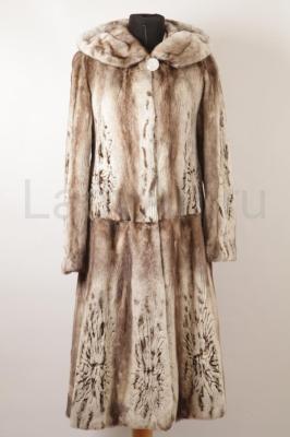Оригинальная норковая шуба с капюшоном, полустрижка.