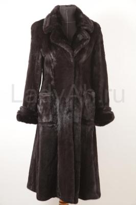Норковое пальто, полустрижка, цвет черный бриллиант.