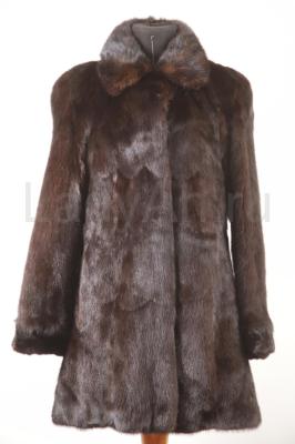 Удлиненный норковый полушубок, цвет горький шоколад.