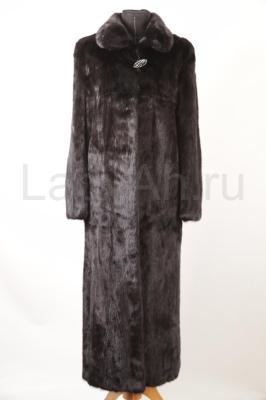 Классическая длинная норковая шуба, цвет черный бриллиант.