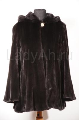 Роскошный норковый полушубок с капюшоном, Black Nafa.