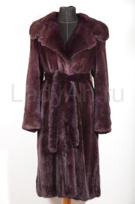 Эксклюзивное норковое пальто, цвет баклажан.