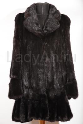 Изящная норковая шубка, цвет черный бриллиант.