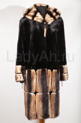 Стильная и оригинальная норковая шуба с капюшоном, перевертыш.
