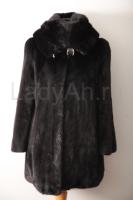 Норковая шуба с капюшоном цвет черный бриллиант