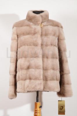 Изящный норковый полушубок, цвет пудра.