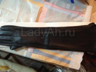 Перчатки из натуральной кожи, длинные, цвет черный. 