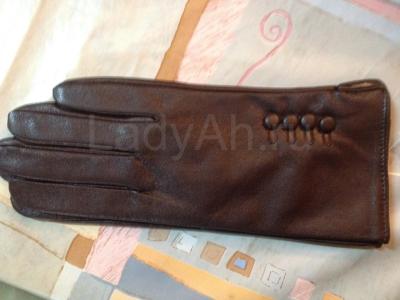 Перчатки из натуральной кожи, цвет шоколад. 