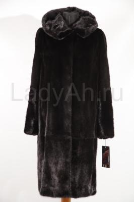 Новая классическая норковая шуба с капюшоном, цвет черный бриллиант. 