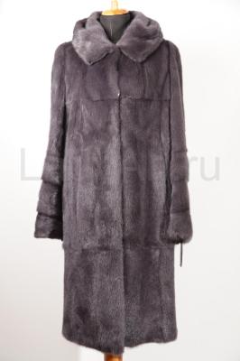 Новая норковая шуба с капюшоном, классика, цвет графит.