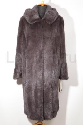 Новая норковая шуба с капюшоном, цвет серо-коричневый. 1