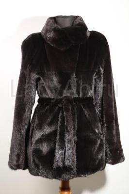 Норковый полушубок в шикарном мехе, цвет черный бриллиант. Размер 44-46.