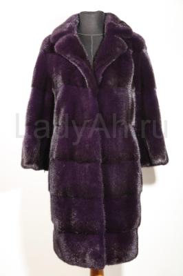 Роскошное норковое пальто с английским воротом, цвет  Ultraviolet.