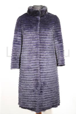 Стильное двустороннее пальто из норки и кролика, цвет синий.