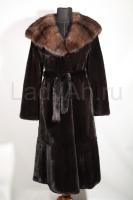 НОВАЯ роскошная норковая шуба в шикарном мехе Black Nafa, с капюшоном из соболя.