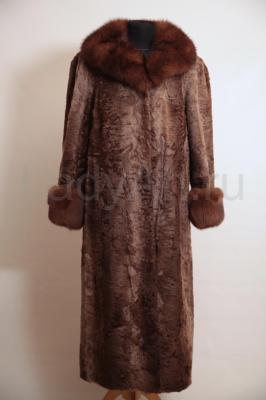 Изумительная королевская шуба из калгана, отделка песец. 