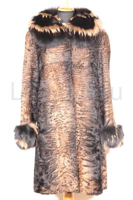 Эксклюзивная каракулевая шуба с отделкой из лисы. 