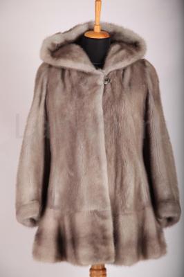 Норковая шубка с капюшоном, бабочка, цвет Silver.