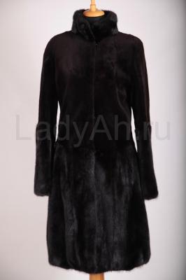 Изящная норковая шуба, цвет черный бриллиант. 
