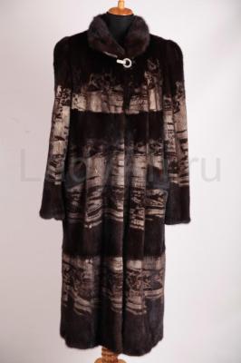 Норковая шуба, расцветка трафарет с принтом.