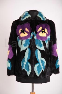 Эксклюзивный норковый полушубок с интарсией, цвет черный бриллиант. 