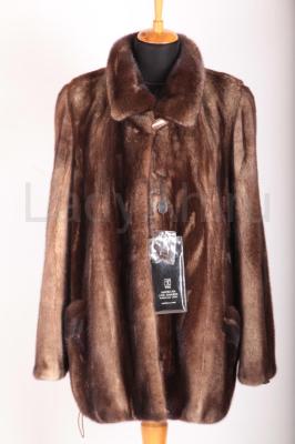 Новый норковый полушубок, расцветка трафарет с принтом.