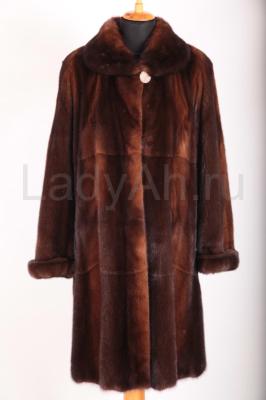 Норковая шуба в шикарном мехе, цвет каштан. 