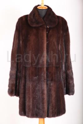 Удлиненный норковый полушубок, цвет махагон.