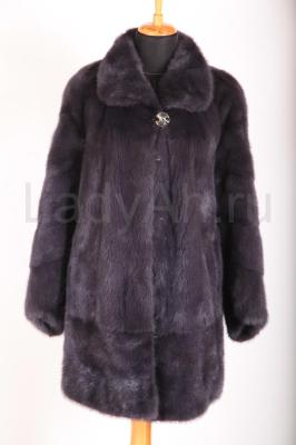 Удлиненный норковый полушубок, цвет графит.