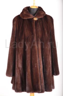 Удлиненный норковый полушубок, трапеция, цвет орех.