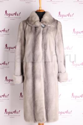 Норковая шуба, цвет голубой сапфир.