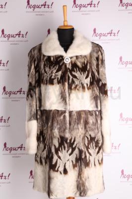 Нарядная норковая шубка, полустрижка, принт. 