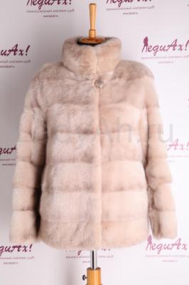 Норковый полушубок, цвет пудра.