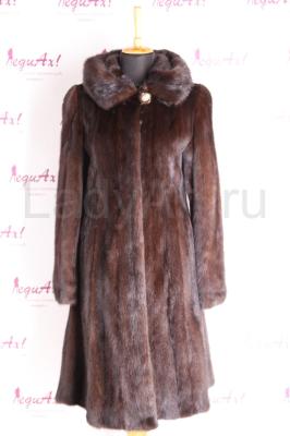 Классическая норковая шуба с капюшоном, цвет горький шоколад. 