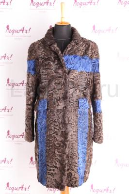 Эксклюзивная дизайнерская каракулевая шуба, цвет молочный шоколад. 