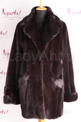 Норковый полушубок в шикарном мехе, цвет черно-коричневый. Braschi.