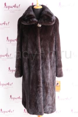 НОВАЯ классическая норковая шуба, цвет горький шоколад. Размер 54-56.