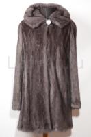 Норковая шуба с капюшоном цвет графит, сшита в роспуск